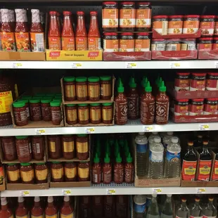 a variety of sauces and condiments