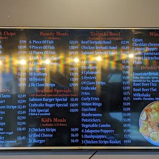 Current menu prices