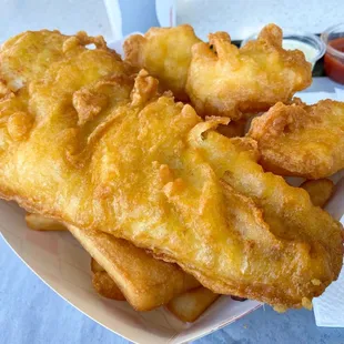 1 piece pollock and side of scallops