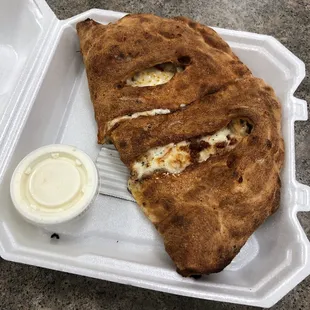 Chicken bacon calzone.