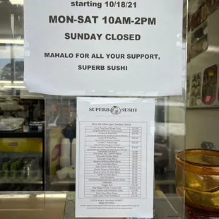 New hours and menu