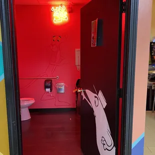 Trippy Pink Panther bathroom
