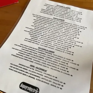 menu