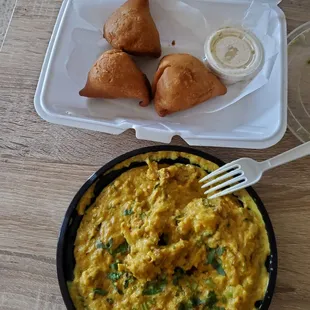 Aloo gobi and samosas