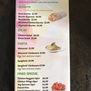 menu