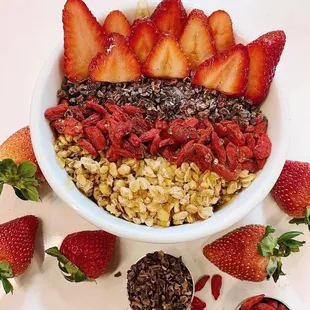 a bowl of fruit and nuts