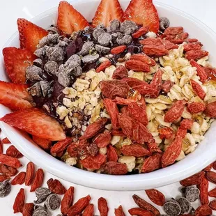 a bowl of fruit and nuts