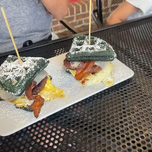 Green waffle sandwich
