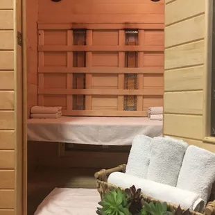 2 person Infrared sauna. It's getting hot in here!