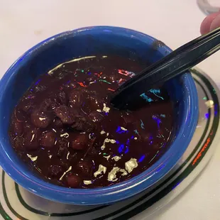 Blackbean soup was good