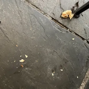 Food on the floor under our seat