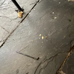 Food on the floor at our table