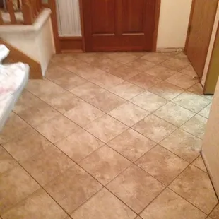 a tile floor in a kitchen