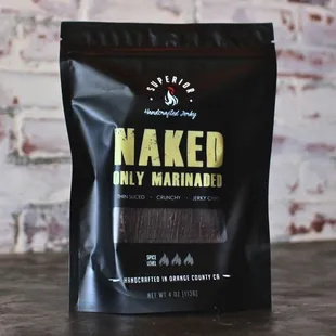 Crafted with 100% USDA beef and thinly sliced to give it that crunch. Our &quot;Naked&quot; flavor is only marinated, no other seasoning.