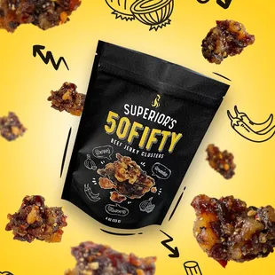 50Fifty beef jerky clusters  half beef fat, half beef, very rich for the fat lovers!