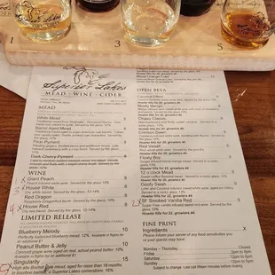 Tasting flight