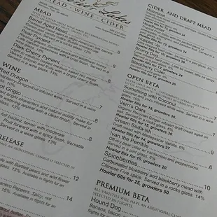menu