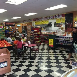 customers in a large grocery store