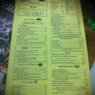 Menu back.