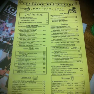 Menu front.