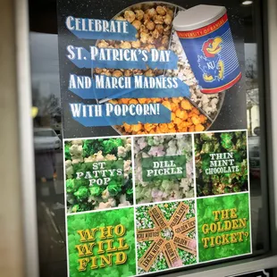 Nothing better than gourmet popcorn and fudge from The Popcorner!  We helped them promote their St. Patrick&apos;s Day flavors with vinyl signs!