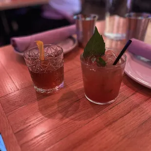 Old fashioned (left) add watermelon salad (right)