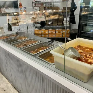 a display of food in a restaurant