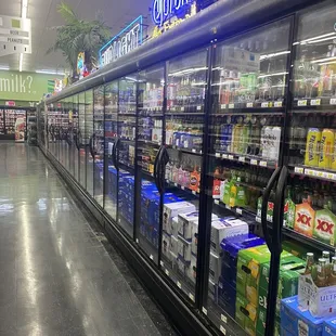 a refrigerated section of a grocery store