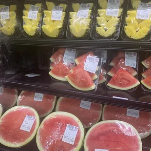 a display of watermelon slices