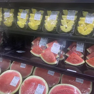 a display of watermelon slices