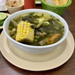 Caldo de Res.  Delicious soup.  Beef was flavorful and literally fell off the bone.