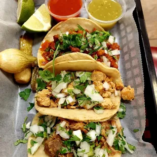 Carnitas, chicken, and Al Pastor. Fabulous!