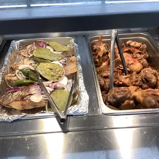 Fresh whole cooked Mojara Frita/whole cooked fish and Chicken