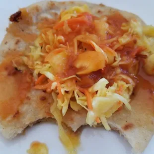 Pork with cheese Pupusas - sorry I took two bites before realizing I forgot to take picture
