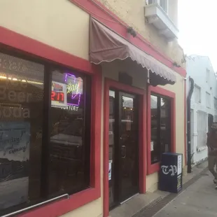 the entrance to the restaurant
