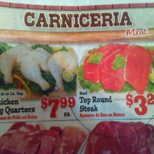 Advertised price for March 22-28, 2023: Beef Top Round Steak (Aguayon de Res en Bistec) $3.29/lb