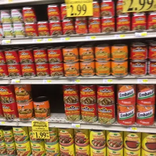 canned food on shelves