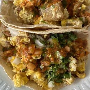 Potato and eggs taco Bacon and egg taco