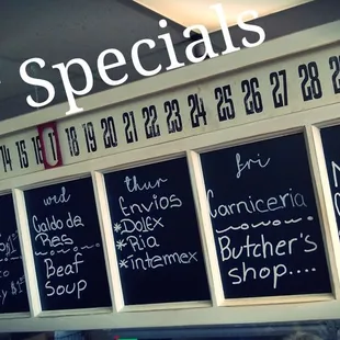 a menu on a wall
