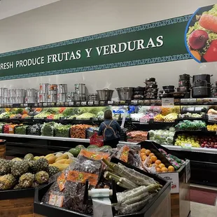 a produce section in a grocery store