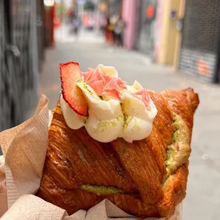 Strawberry matcha croissant