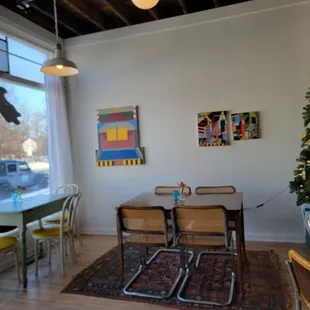 a christmas tree in the window