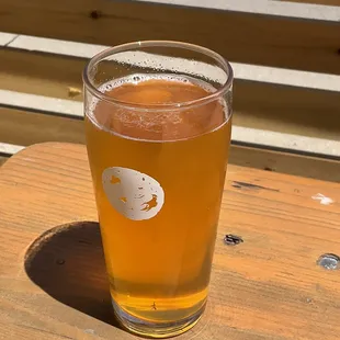 Pint of saison on the deck.