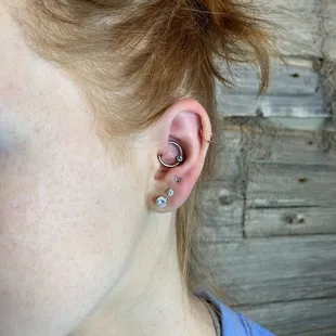 Daith and triple piercing, taken by my piercer!
