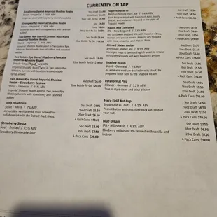 Current tap list 3/16/23