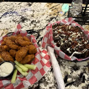 Boneless Wings and Brussels sprouts