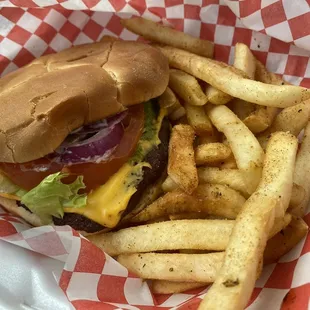 Hot sausage dressed with fries