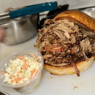 Benny Joes's Smoked Pulled Pork Sandwich Combination Plate
