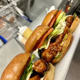 CRISPY CHICKEN SANDWICH AND HOUSE FRIES