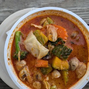 Pumpkin curry with mixed veggies (no bell peppers)